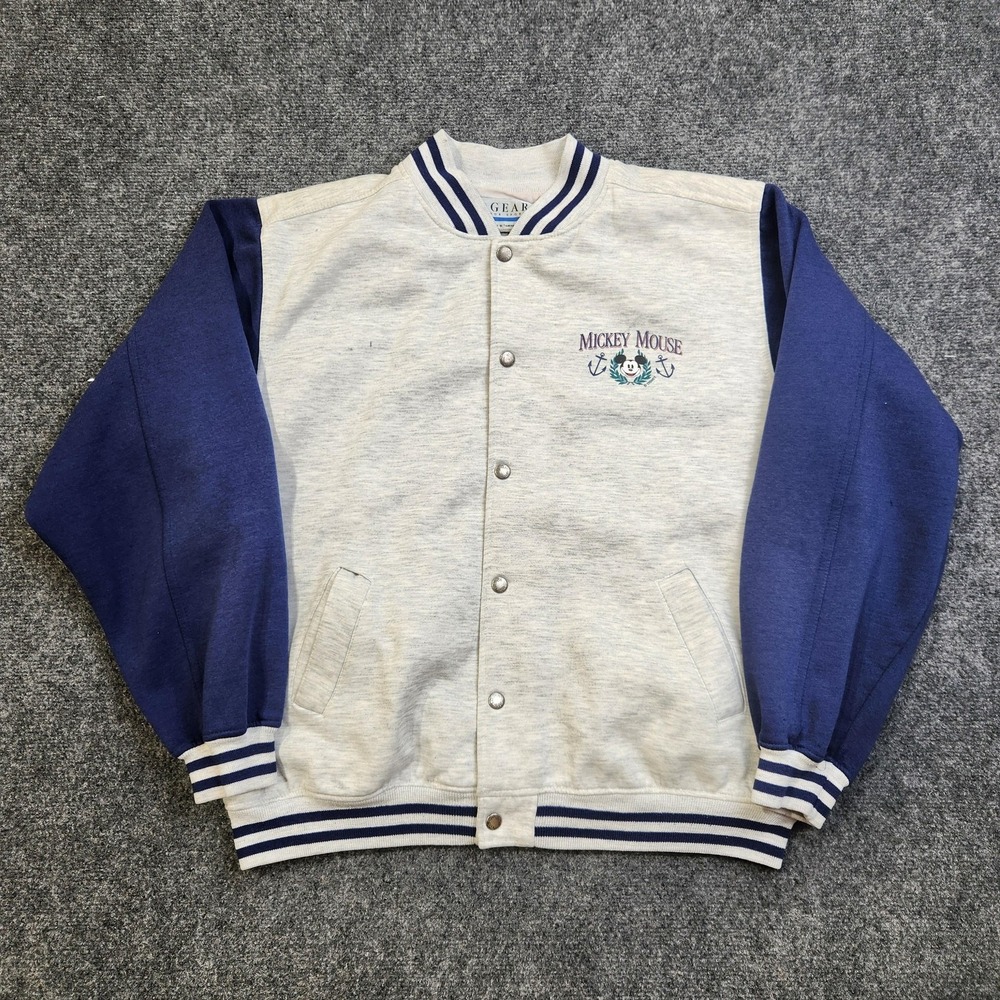 Vintage Gear For Sports Jacket Mens Large Gray Mickey Mouse Disney Varsity